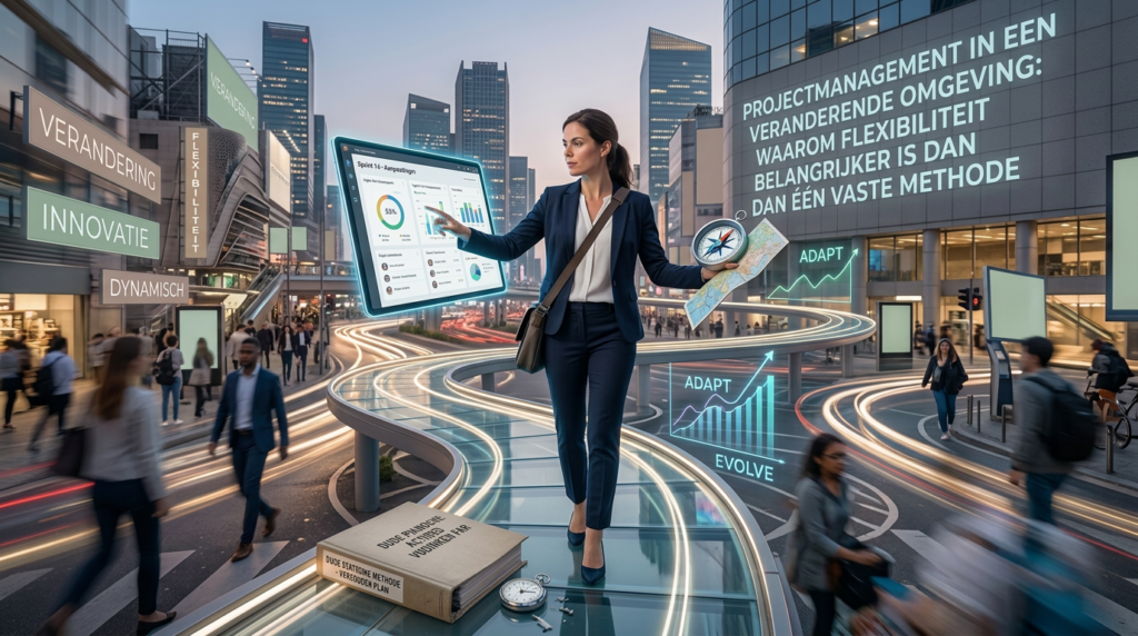 Overzicht van projectmanagement methoden Agile, Scrum en PRINCE2 naast elkaar.